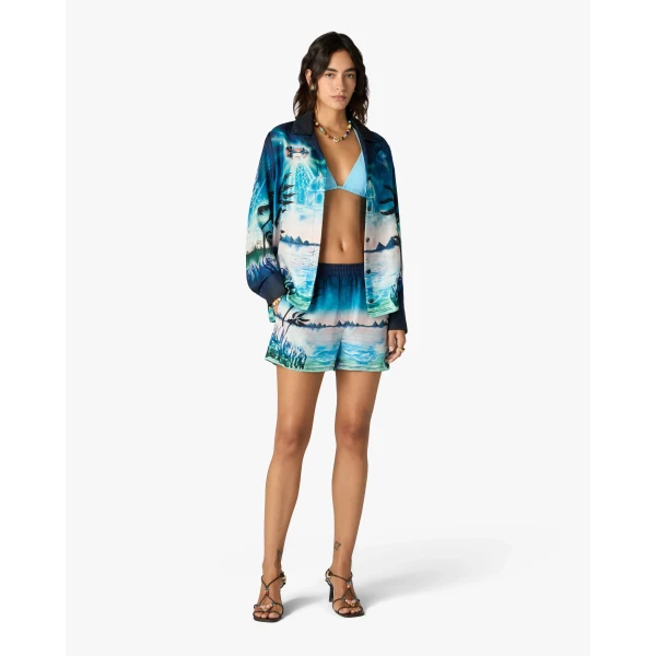Casablanca Multicolour Crystal Alchemy Silk Twill Shorts | Shorts | Coveti