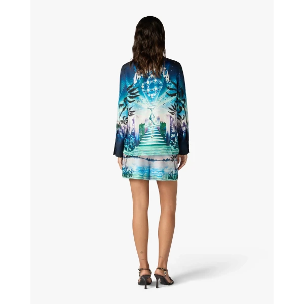 Casablanca Multicolour Crystal Alchemy Silk Twill Shorts | Shorts | Coveti