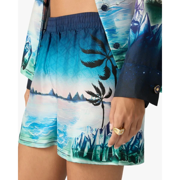 Casablanca Multicolour Crystal Alchemy Silk Twill Shorts | Shorts | Coveti