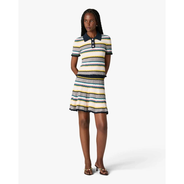 Casablanca Multicolour Knit Chevron Short Sleeve Polo Shirt | Polo Shirt | Coveti