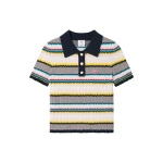 Casablanca Multicolour Knit Chevron Short Sleeve Polo Shirt | Polo Shirt | Coveti