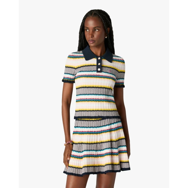 Casablanca Multicolour Knit Chevron Short Sleeve Polo Shirt | Polo Shirt | Coveti