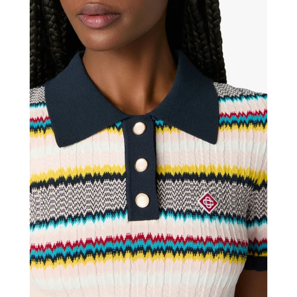 Casablanca Multicolour Knit Chevron Short Sleeve Polo Shirt | Polo Shirt | Coveti