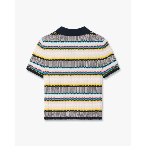 Casablanca Multicolour Knit Chevron Short Sleeve Polo Shirt | Polo Shirt | Coveti