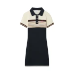 Casablanca Navy Café Culture Wool Stripe Polo Mini Dress | Mini Dresses | Coveti