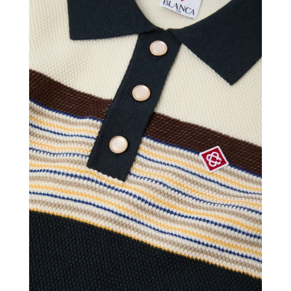 Casablanca Navy Café Culture Wool Stripe Polo Mini Dress | Mini Dresses | Coveti