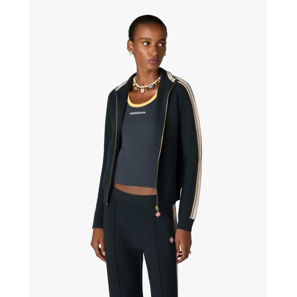Casablanca Navy Café Culture Wool Track Jacket | Jackets | Coveti