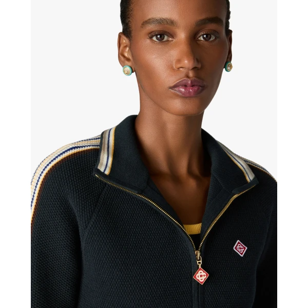 Casablanca Navy Café Culture Wool Track Jacket | Jackets | Coveti
