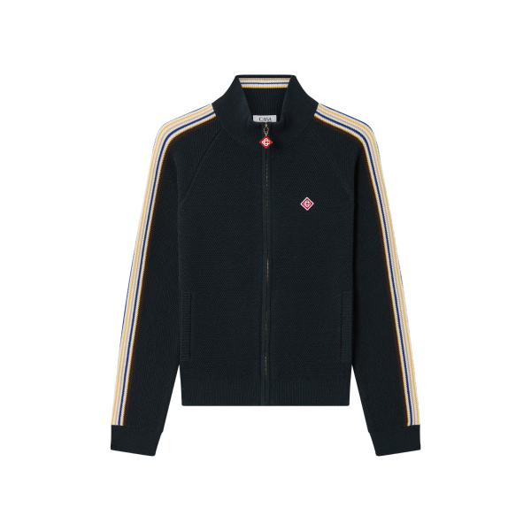 Casablanca Navy Café Culture Wool Track Jacket | Jackets | Coveti