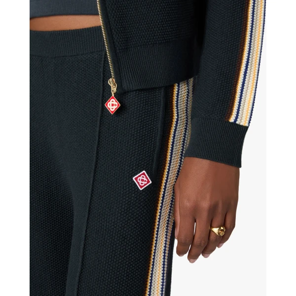 Casablanca Navy Café Culture Wool Track Pants | Sweatpants | Coveti