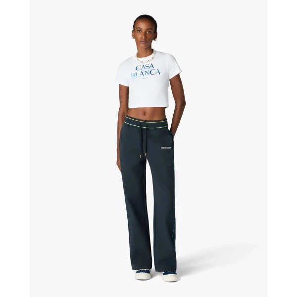Casablanca Navy Low-Rise Punto Joggers with Contrast Piping | Sweatpants | Coveti