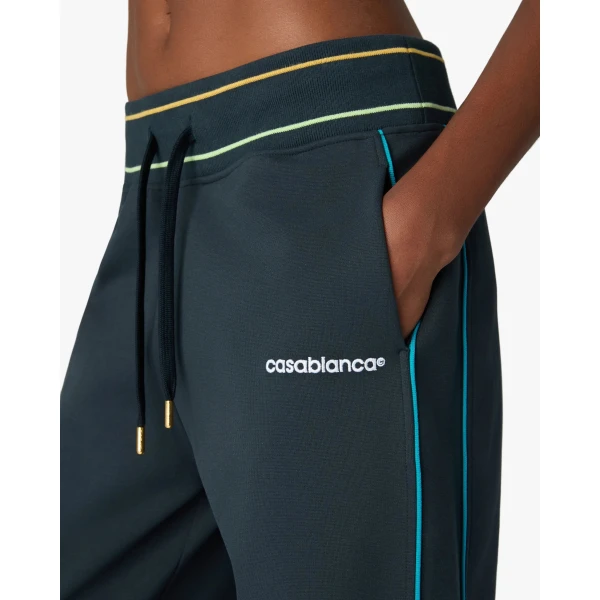 Casablanca Navy Low-Rise Punto Joggers with Contrast Piping | Sweatpants | Coveti