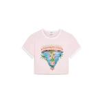 Casablanca Pink Innocence Triangle Cropped Baby Short Sleeve T-Shirt | T-Shirt | Coveti