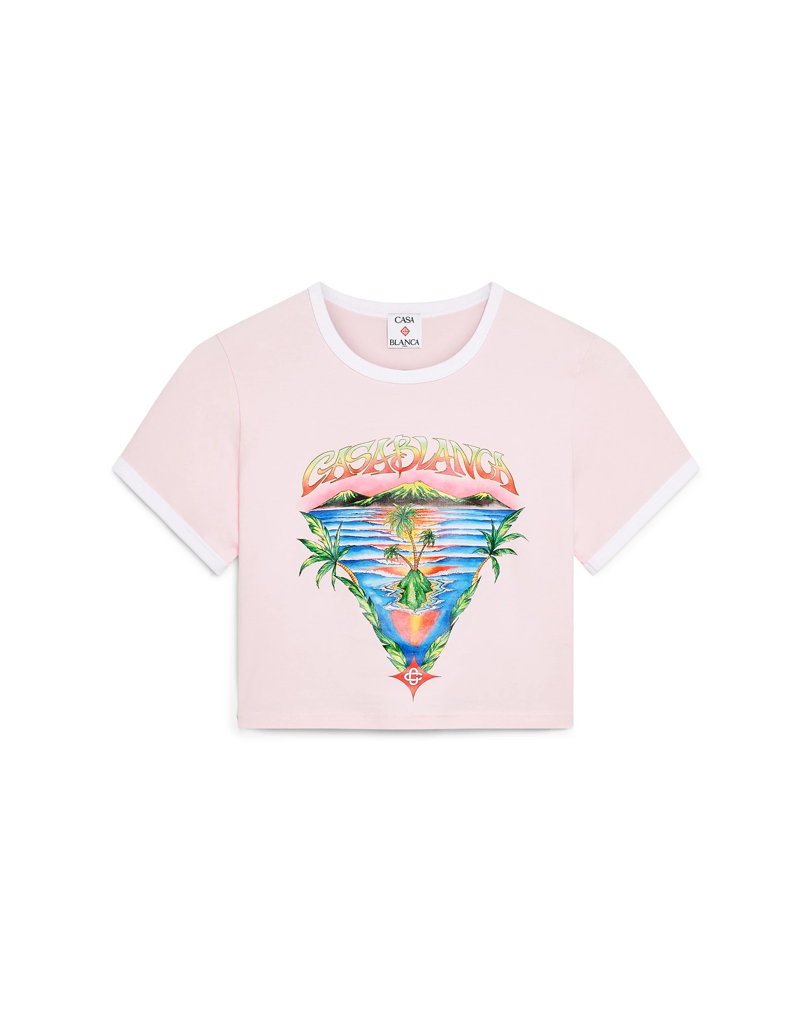 Casablanca Pink Innocence Triangle Cropped Baby Short Sleeve T-Shirt Casablanca Pink Innocence Triangle Cropped Baby Short Sleeve T-Shirt | T-Shirt | Coveti