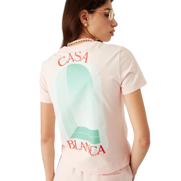 Casablanca Pink L'Arche Short Sleeve T-Shirt | T-Shirt | Coveti