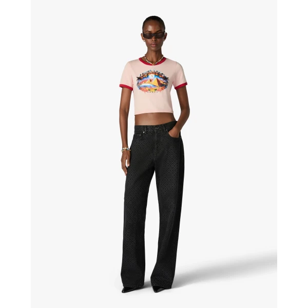 Casablanca Pink Pyramid Tourism Cropped Baby Short Sleeve T-Shirt | T-Shirt | Coveti