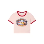 Casablanca Pink Pyramid Tourism Cropped Baby Short Sleeve T-Shirt | T-Shirt | Coveti