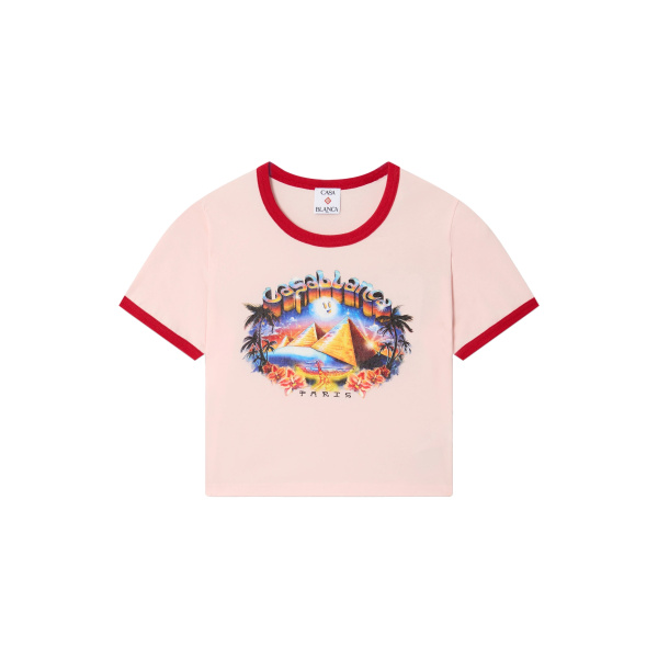 Casablanca Pink Pyramid Tourism Cropped Baby Short Sleeve T-Shirt | T-Shirt | Coveti