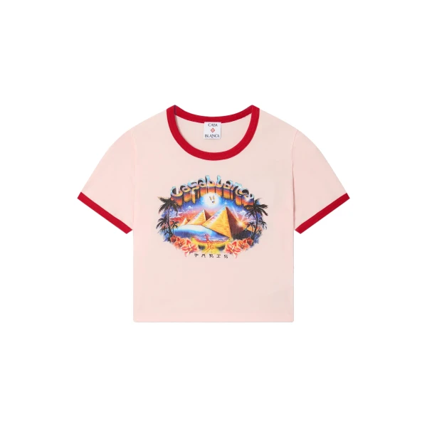 Casablanca Pink Pyramid Tourism Cropped Baby Short Sleeve T-Shirt | T-Shirt | Coveti