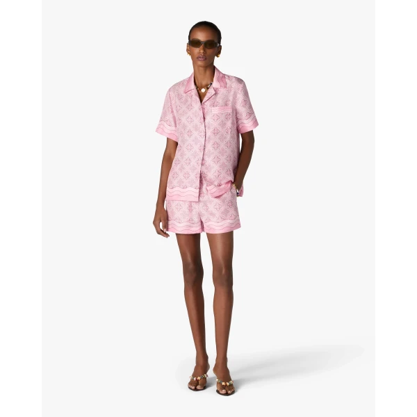 Casablanca Pink Radiating Monogram Silk Shirt | Shirt | Coveti