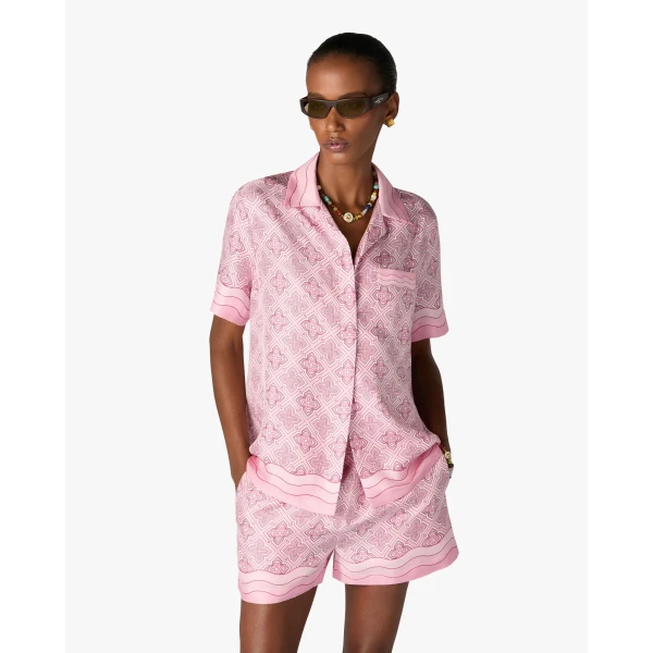Casablanca Pink Radiating Monogram Silk Shirt | Shirt | Coveti