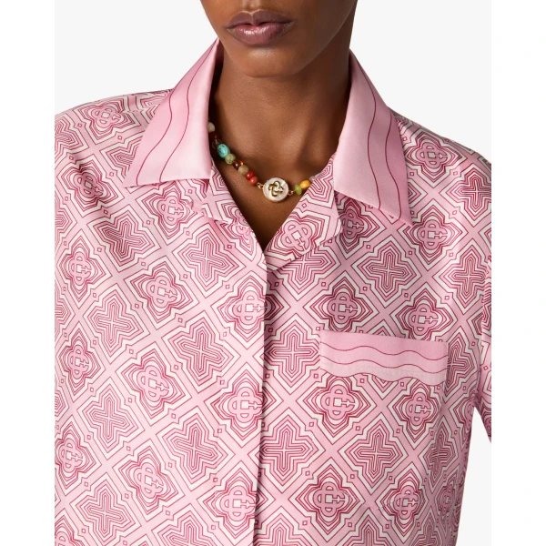 Casablanca Pink Radiating Monogram Silk Shirt | Shirt | Coveti