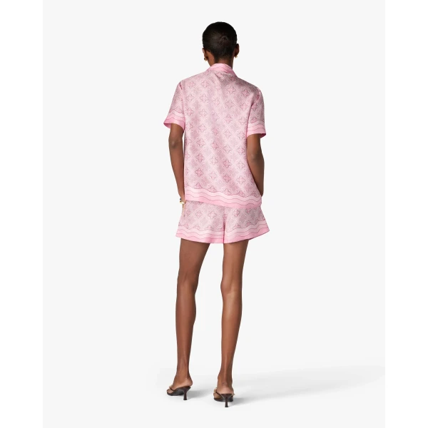 Casablanca Pink Radiating Monogram Silk Shorts | Shorts | Coveti