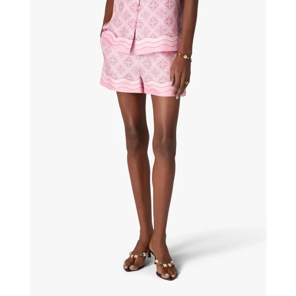 Casablanca Pink Radiating Monogram Silk Shorts | Shorts | Coveti