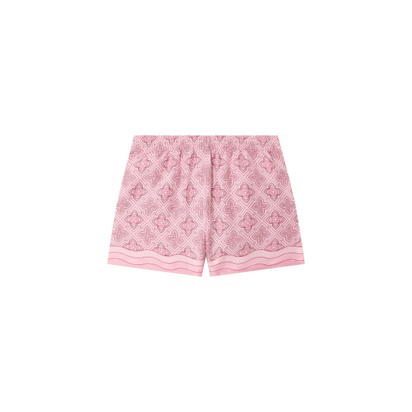 Casablanca Pink Radiating Monogram Silk Shorts | Shorts | Coveti