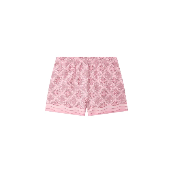 Casablanca Pink Radiating Monogram Silk Shorts | Shorts | Coveti