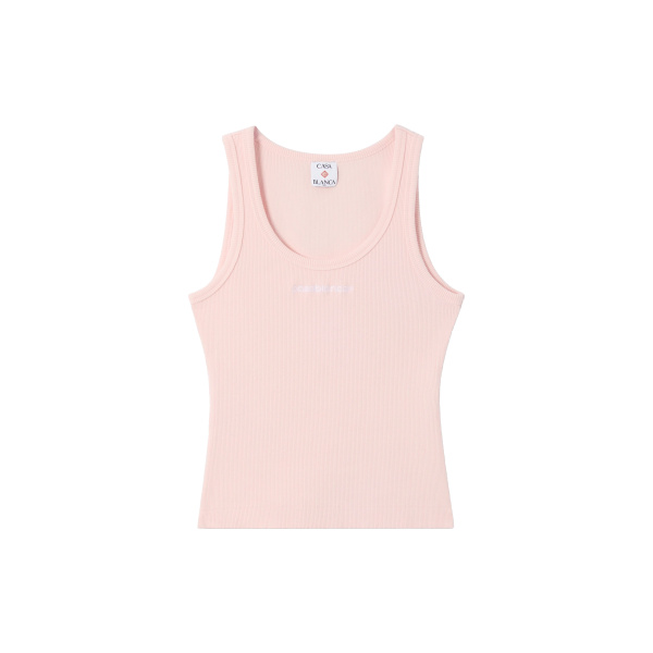 Casablanca Pink Ribbed Tank Top | Tank Top | Coveti
