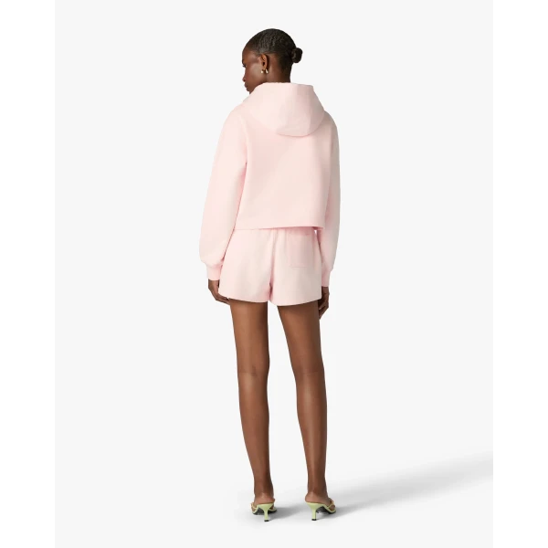Casablanca Pink Tennis Club Icon Pyramid Abduction Cropped Hooded Sweatshirt | Hoodies | Coveti
