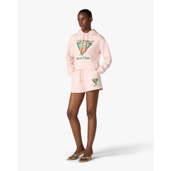 Casablanca Pink Tennis Club Icon Pyramid Abduction Embroidered Sweatshorts | Shorts | Coveti