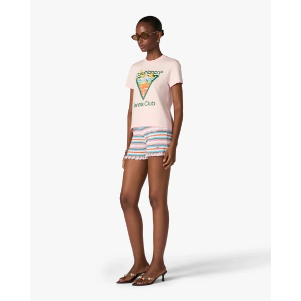 Casablanca Pink Tennis Club Icon Pyramid Abduction Fitted Short Sleeve T-Shirt | T-Shirt | Coveti