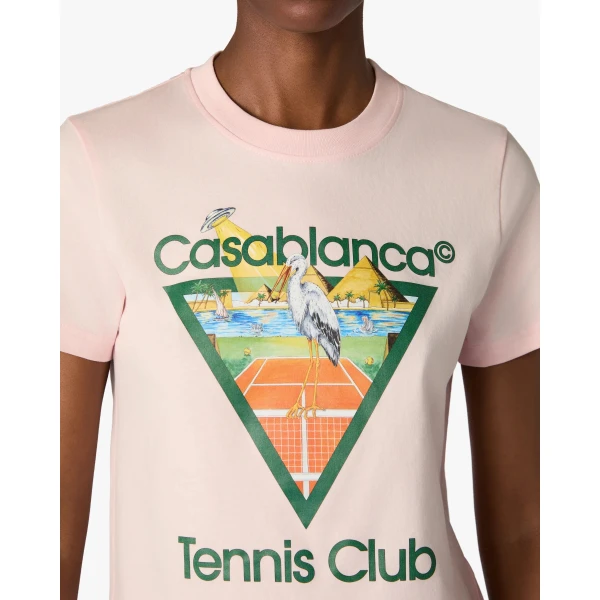 Casablanca Pink Tennis Club Icon Pyramid Abduction Fitted Short Sleeve T-Shirt | T-Shirt | Coveti