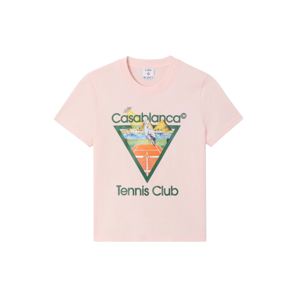 Casablanca Pink Tennis Club Icon Pyramid Abduction Fitted Short Sleeve T-Shirt | T-Shirt | Coveti