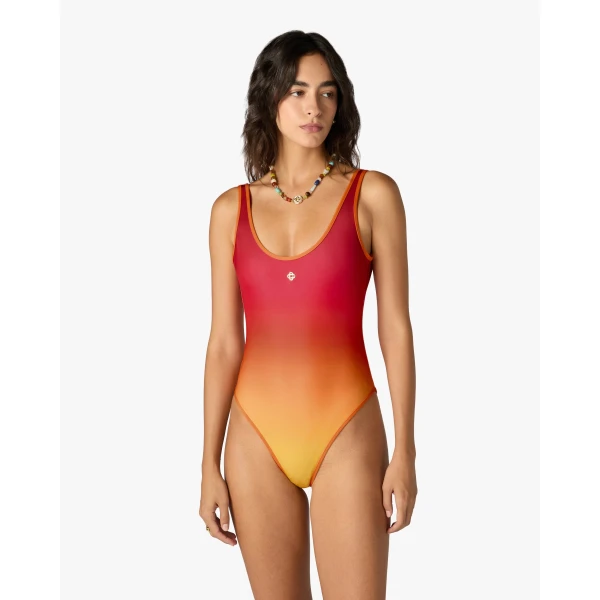 Casablanca Red & Orange Gradient Printed Swimsuit | Swimsuits | Coveti
