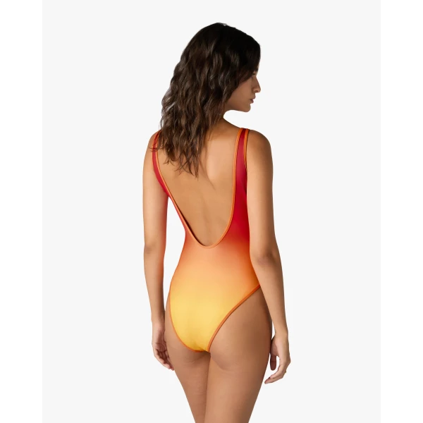 Casablanca Red & Orange Gradient Printed Swimsuit | Swimsuits | Coveti