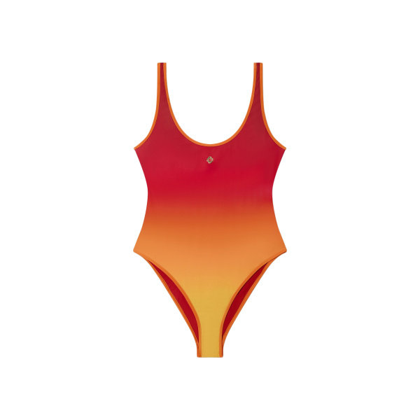 Casablanca Red & Orange Gradient Printed Swimsuit | Swimsuits | Coveti