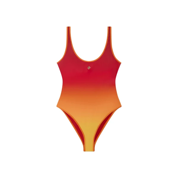 Casablanca Red & Orange Gradient Printed Swimsuit | Swimsuits | Coveti
