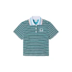 Casablanca Teal Striped Towelling Short Sleeve Polo Shirt | Polo Shirt | Coveti