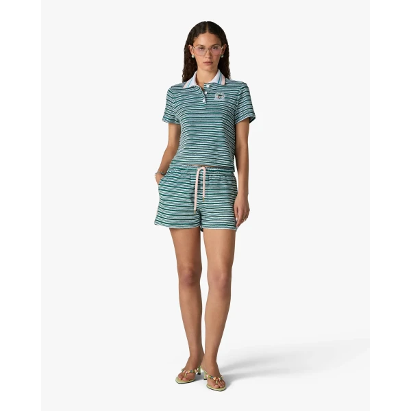 Casablanca Teal Striped Towelling Shorts | Shorts | Coveti
