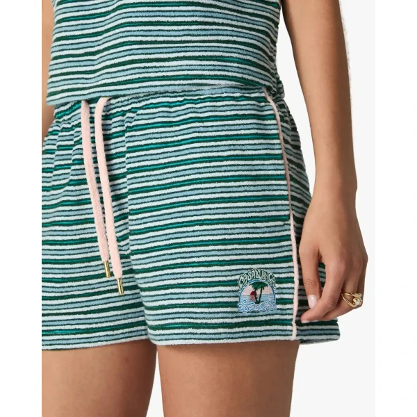Casablanca Teal Striped Towelling Shorts | Shorts | Coveti