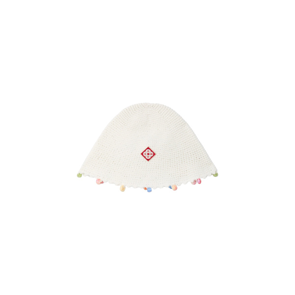 Casablanca White Beaded Crochet Hat | Hats | Coveti