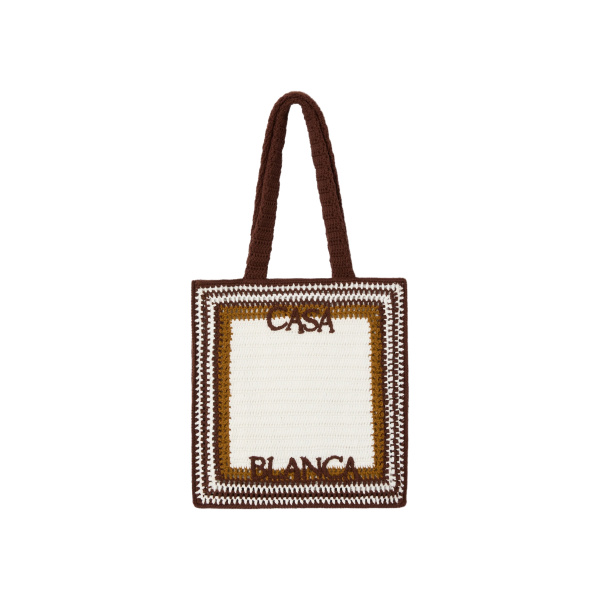 Casablanca White & Brown Crochet Bag | Totes & Top-Handle Bags | Coveti