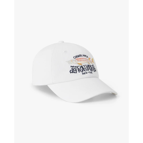 Casablanca White Casa Kaspia New York Embroidered Cap | Hats | Coveti