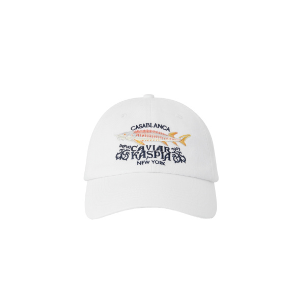 Casablanca White Casa Kaspia New York Embroidered Cap | Hats | Coveti