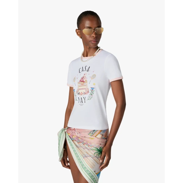 Casablanca White Casa Way Ringer Short Sleeve T-Shirt | T-Shirt | Coveti