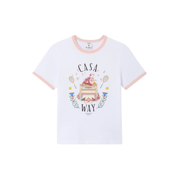 Casablanca White Casa Way Ringer Short Sleeve T-Shirt | T-Shirt | Coveti