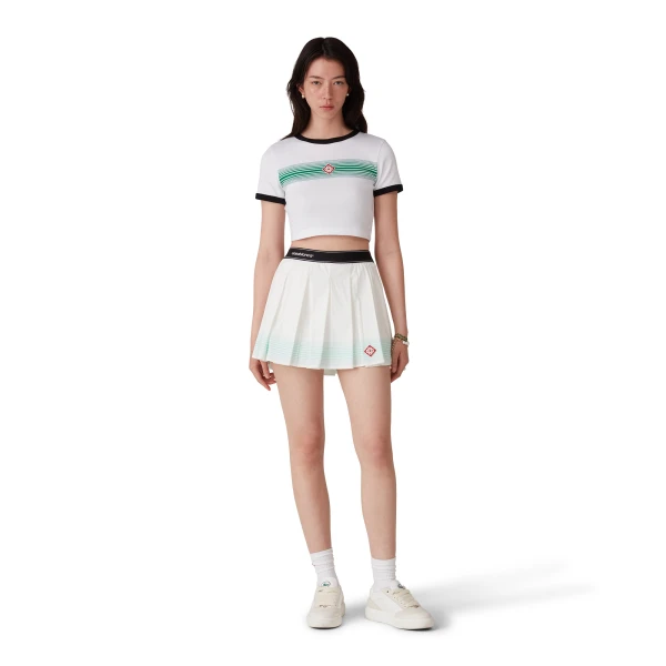 Casablanca White Gradient Stripe Ringer Short Sleeve T-Shirt | T-Shirt | Coveti